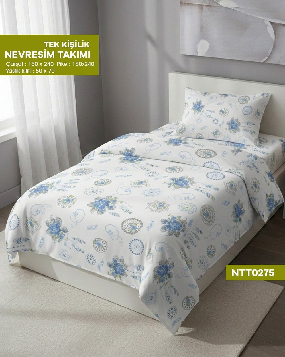 TEK KİŞİLİK RANFORCE NEVRESİM TAKIMI NTT0275-32001