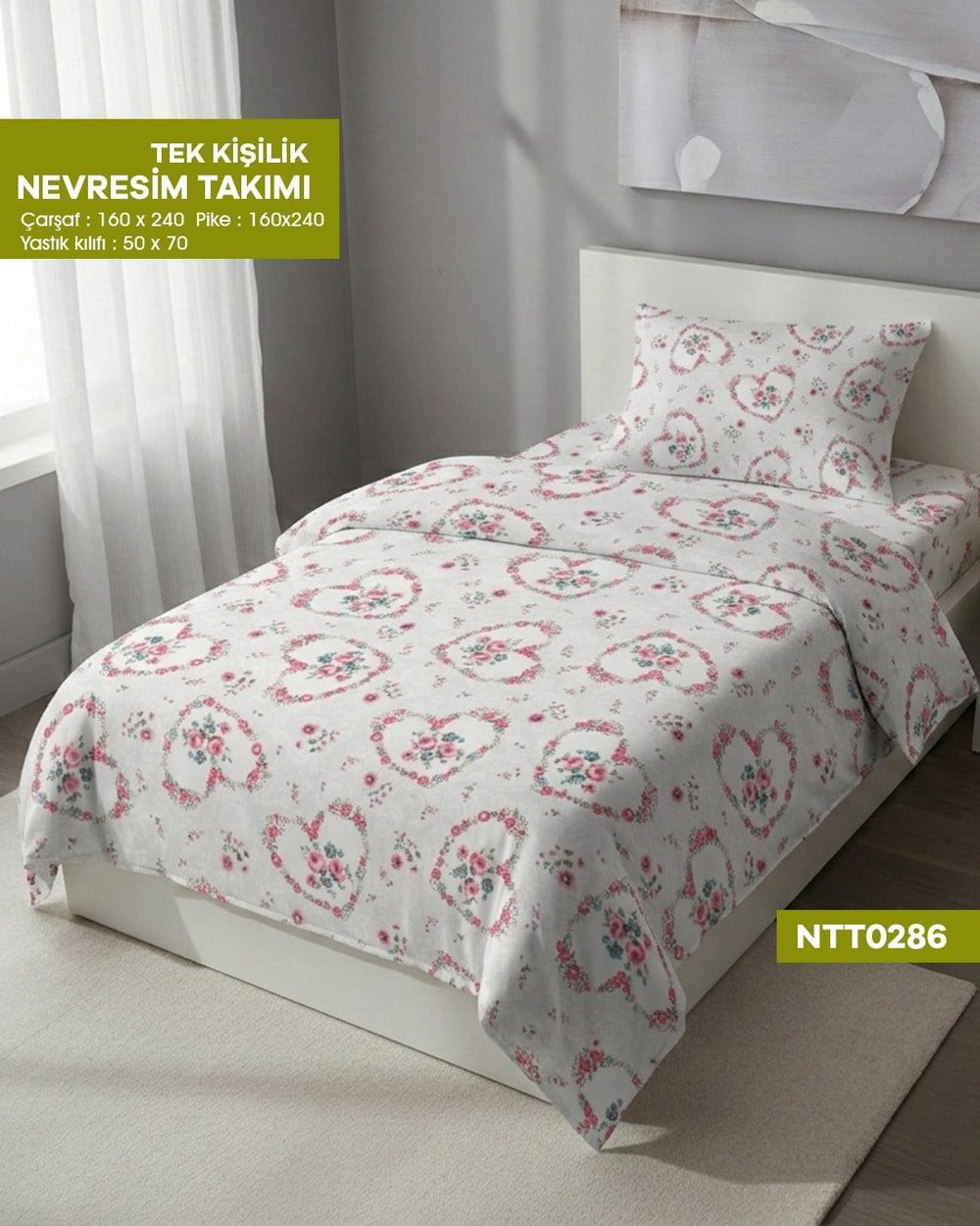 TEK KİŞİLİK RANFORCE NEVRESİM TAKIMI NTT0286-32207