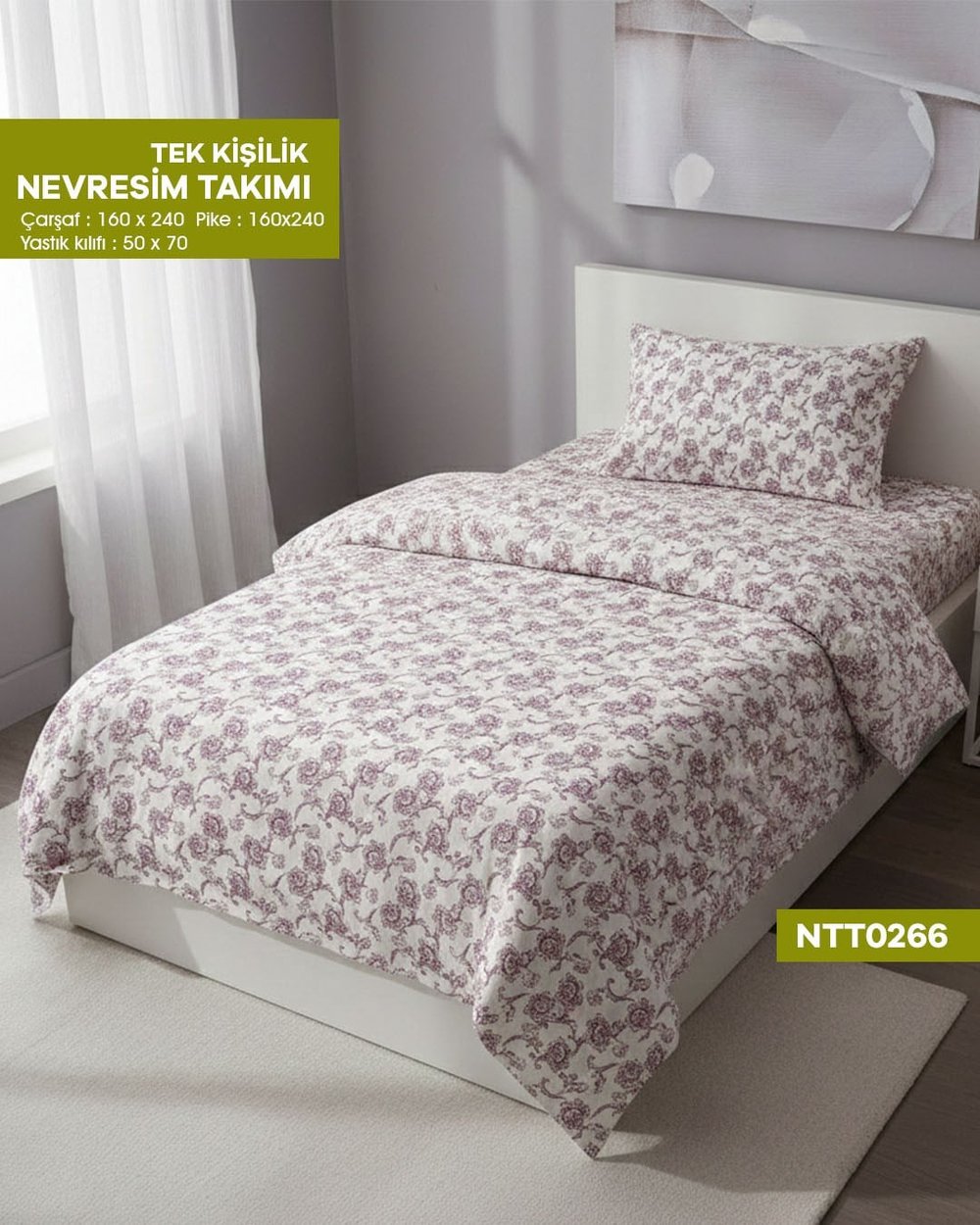 TEK KİŞİLİK RANFORCE NEVRESİM TAKIMI NTT0266-32102