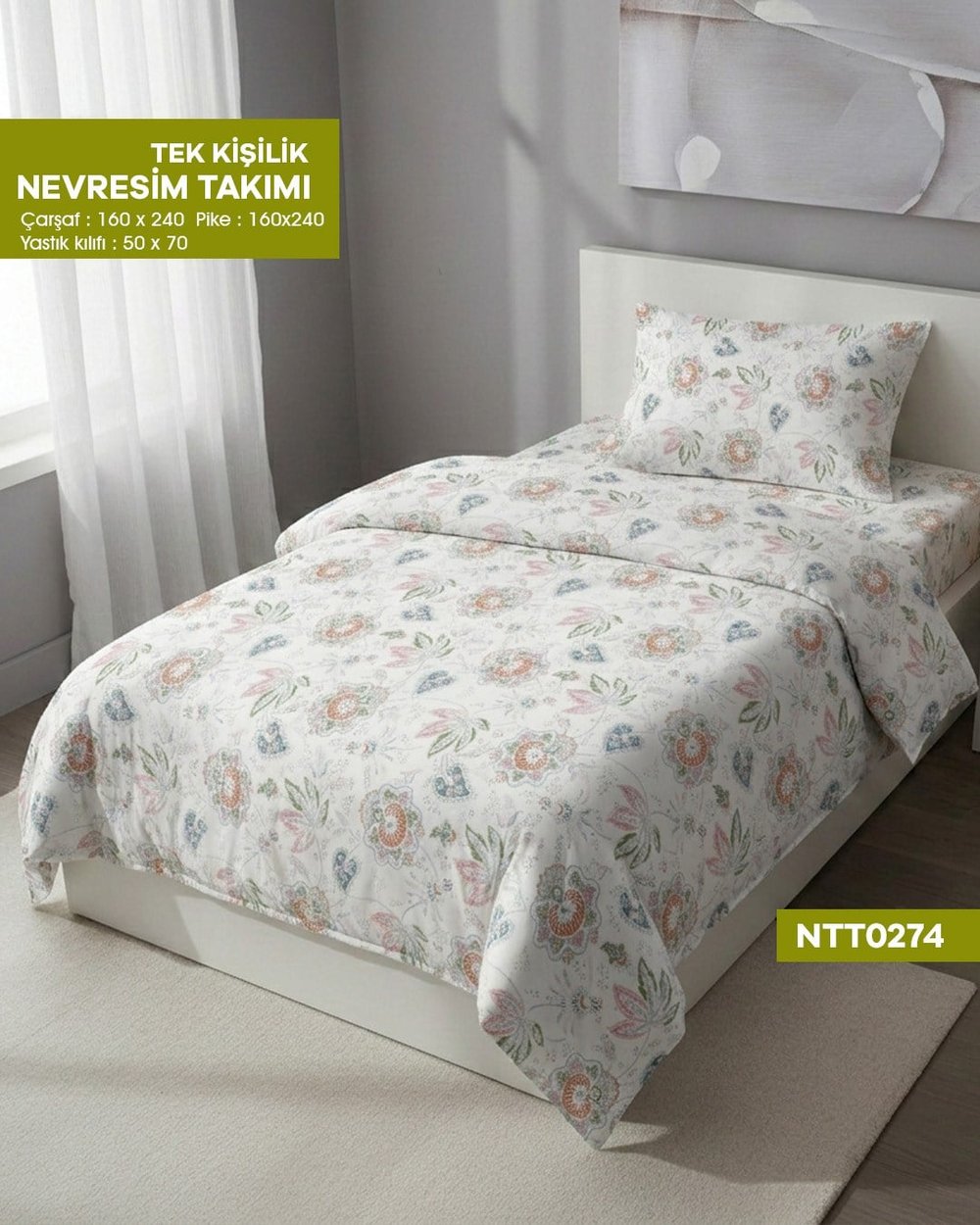 TEK KİŞİLİK RANFORCE NEVRESİM TAKIMI NTT0274-32108