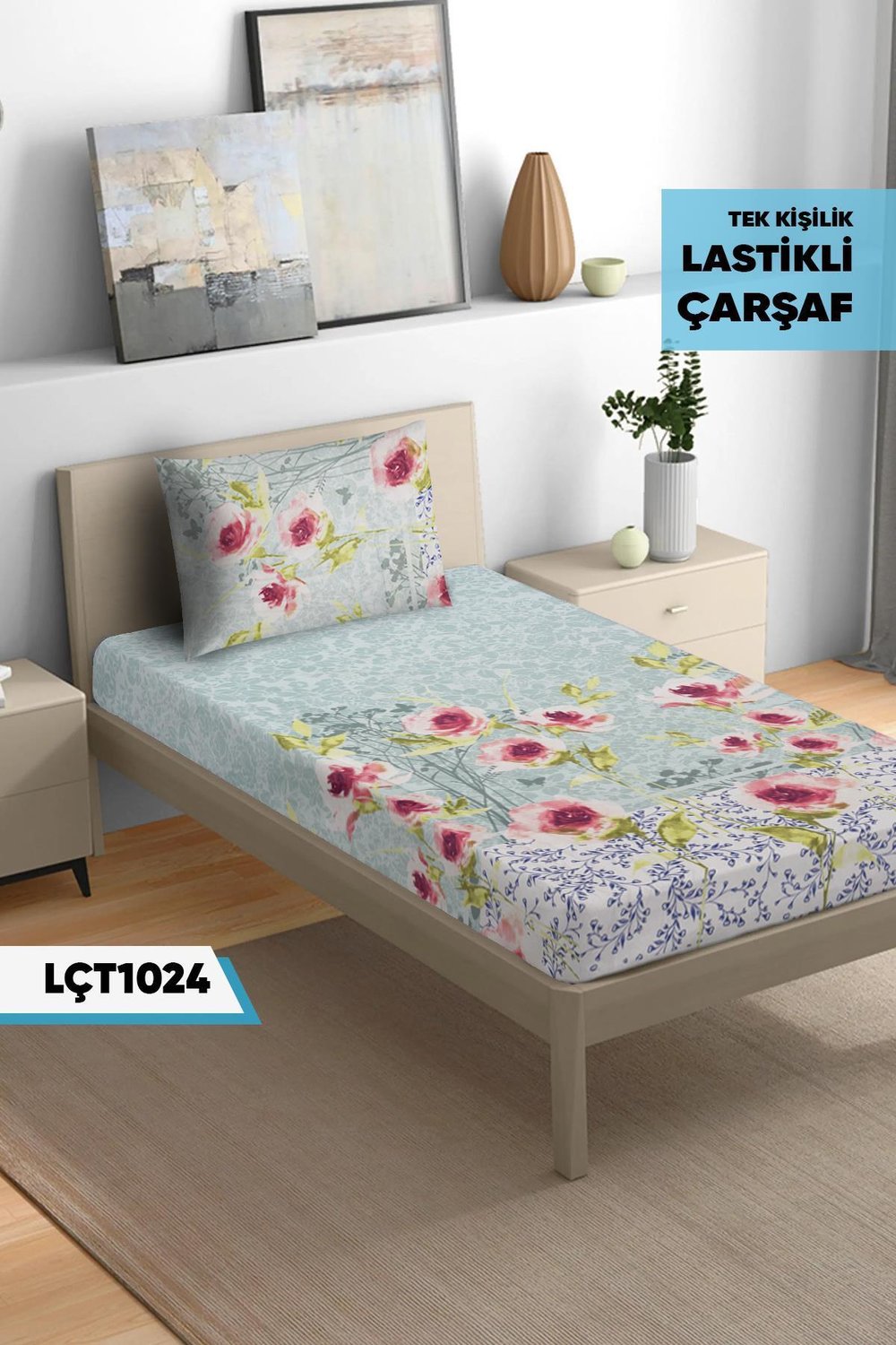 YASTIKLI Tekkişilik Lastikli Çarşaf Seti 100x200cm LÇT1024-31402