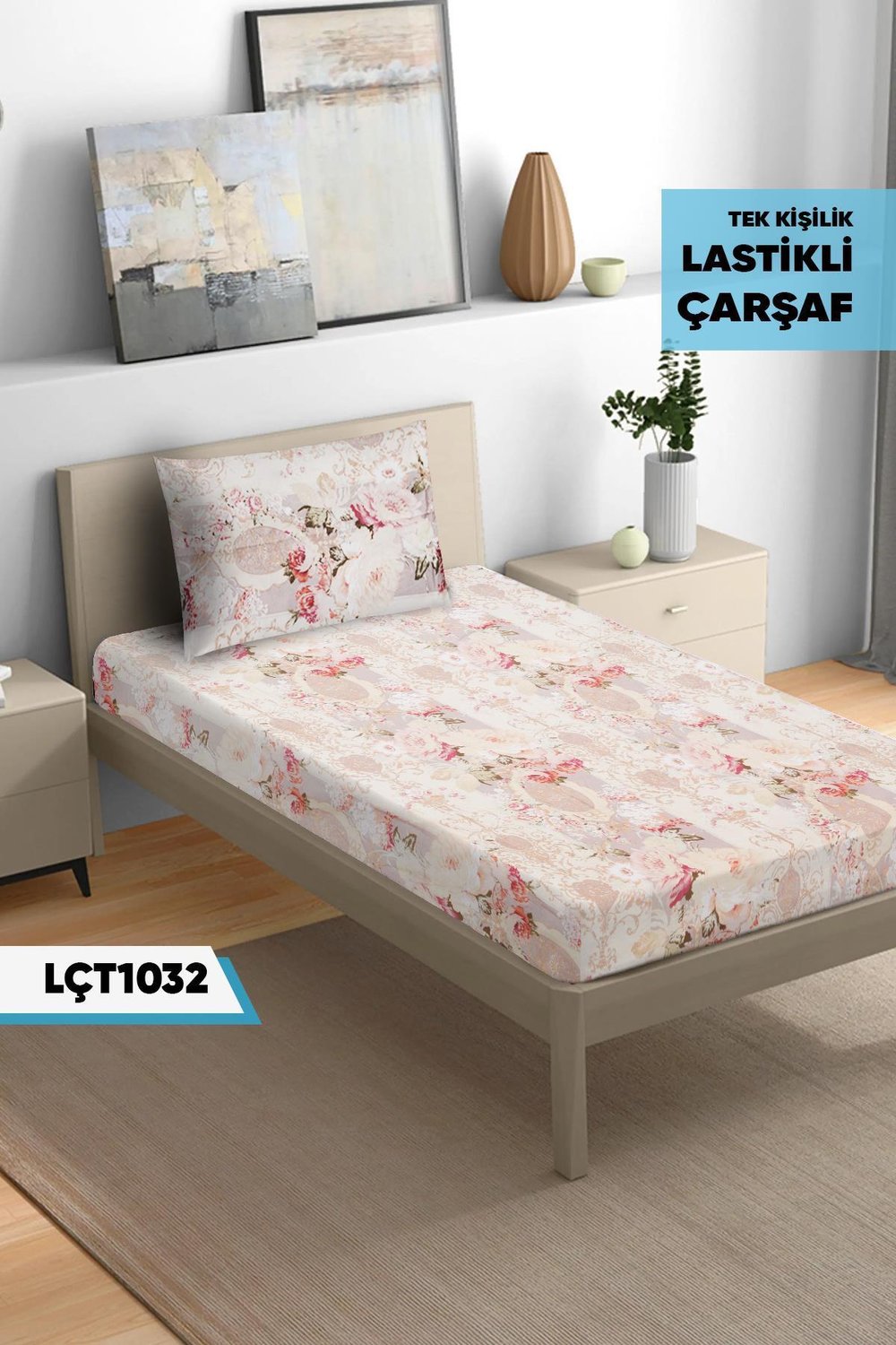 YASTIKLI Tekkişilik Lastikli Çarşaf Seti 100x200cm LÇT1032-31202