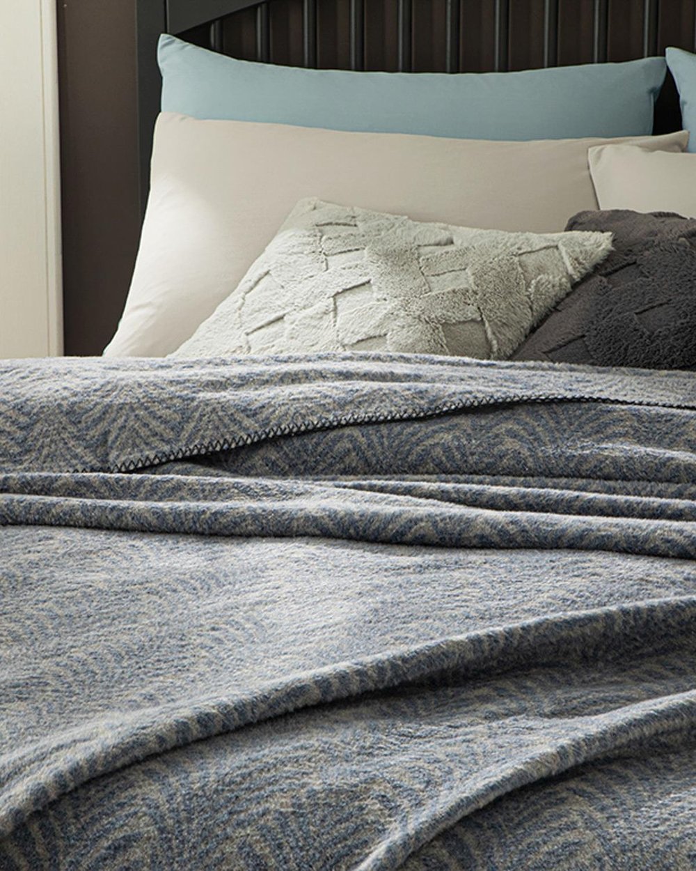 Areka Cotton Double Blanket 200x220 cm Misty Blue