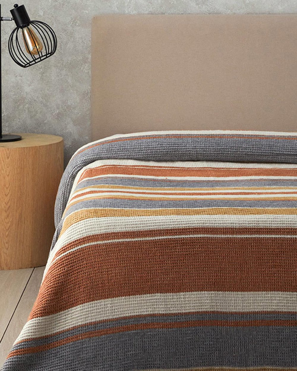 Striped Four Seasons Double Blanket 180x220 cm Brick Red
