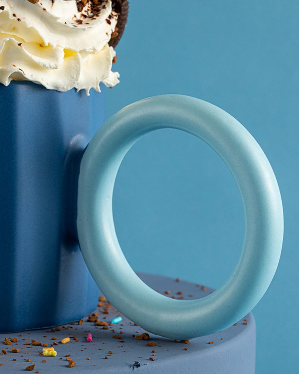 Angled New Bone China Cup 260 ml Dark Blue - Light Blue