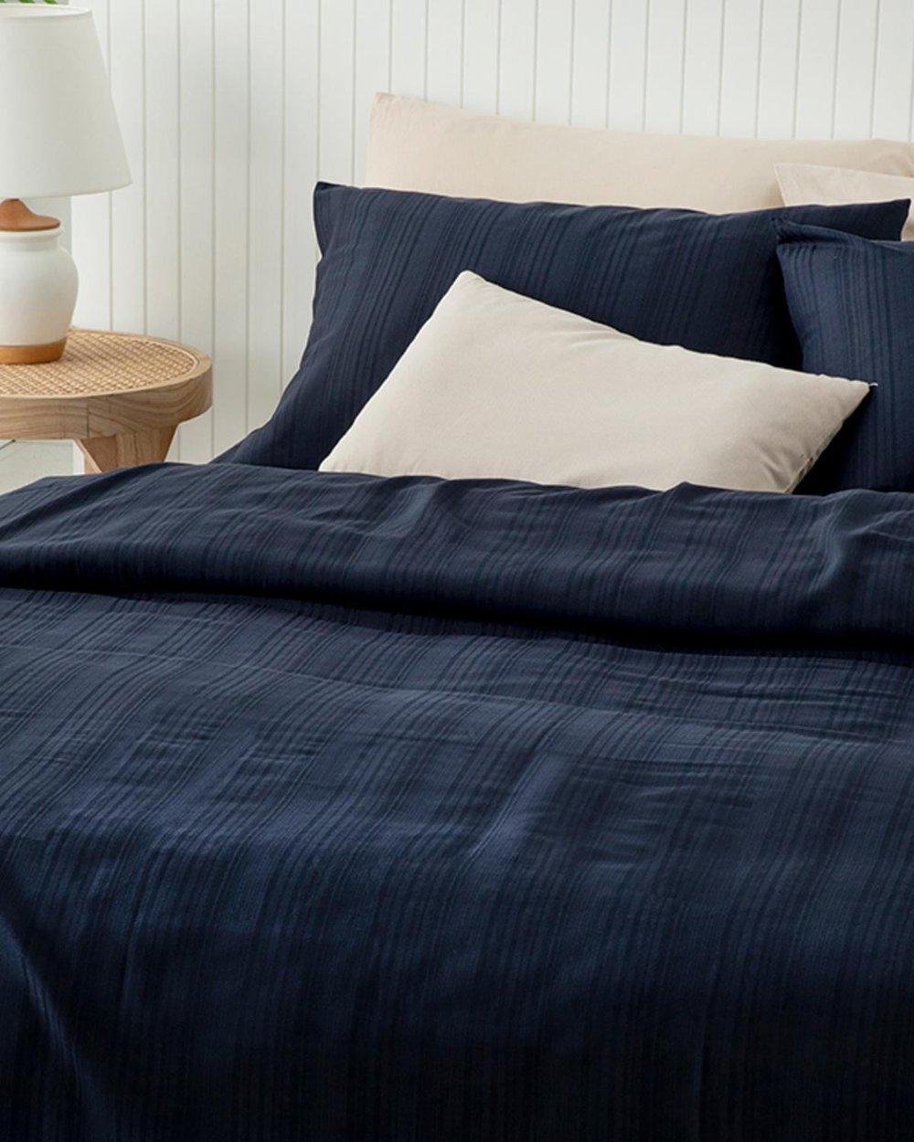 Aurora Спално Бельо Компле Super King Size, Silky Touch, Среднощно Синьо, 260 X 220 Cm