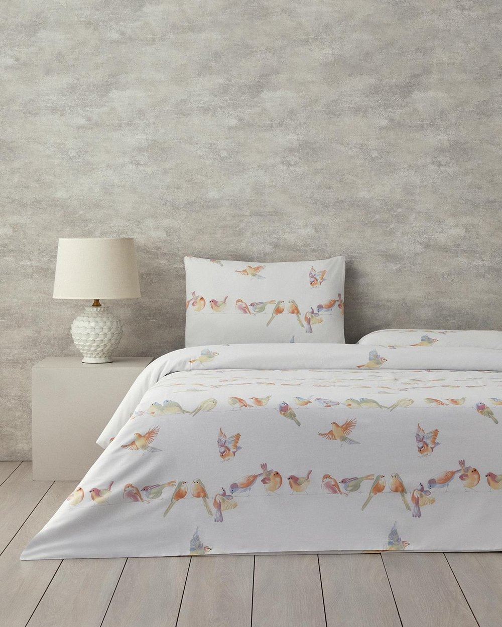 Bird Talk Спален Комплект Двоен Памук 200x220 см Зелен