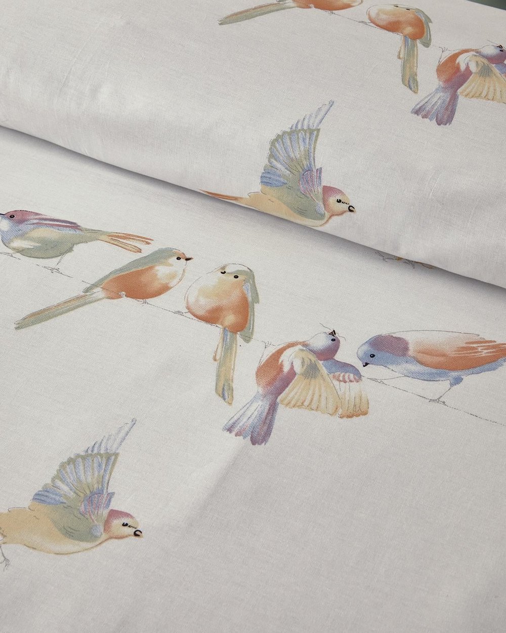 Bird Talk Спален Комплект Двоен Памук 200x220 см Зелен