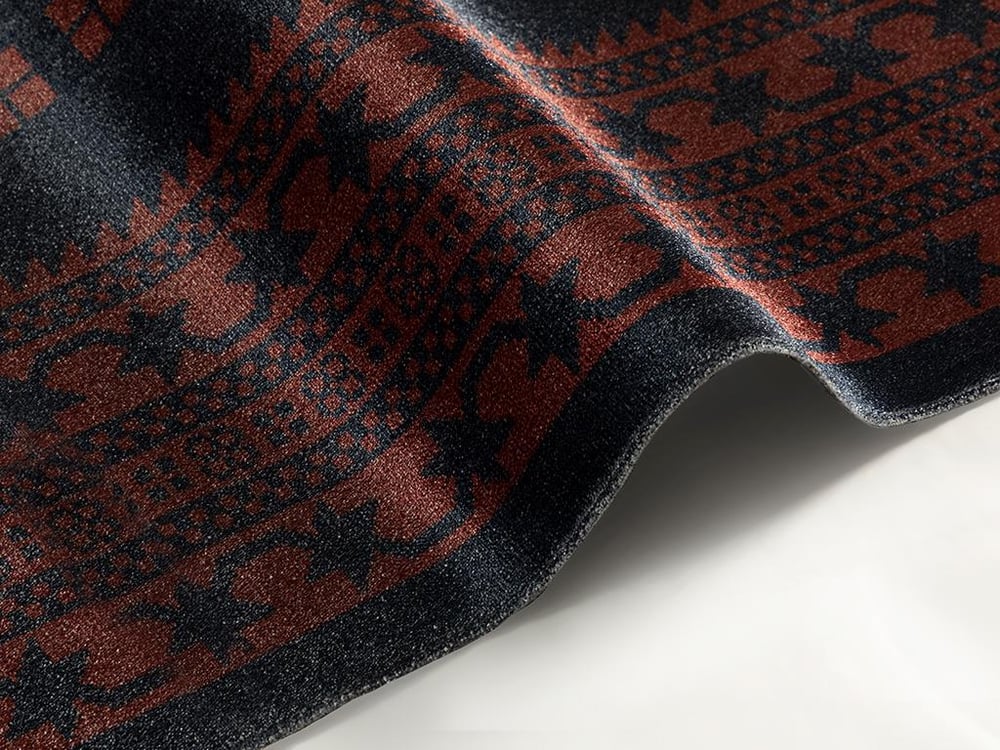 Boho Jacobean Woven Decorative Carpet 80x150 cm Maroon - Navy Blue