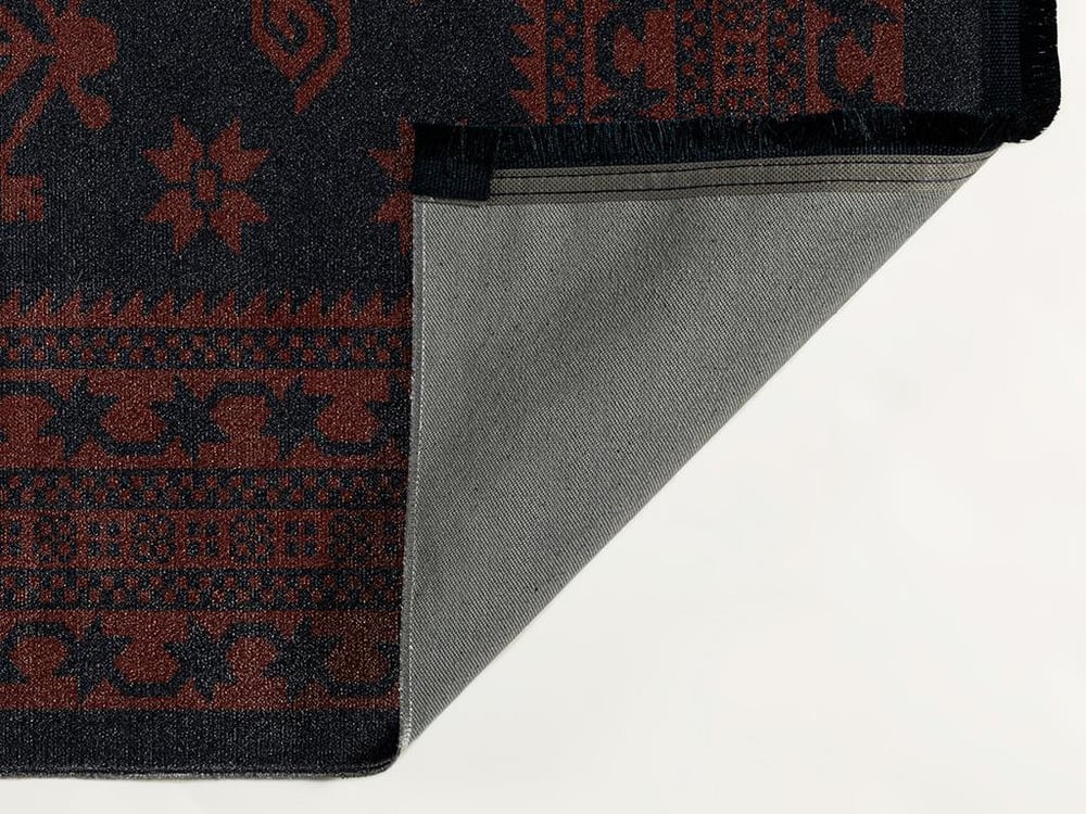 Boho Jacobean Woven Decorative Carpet 80x150 cm Maroon - Navy Blue