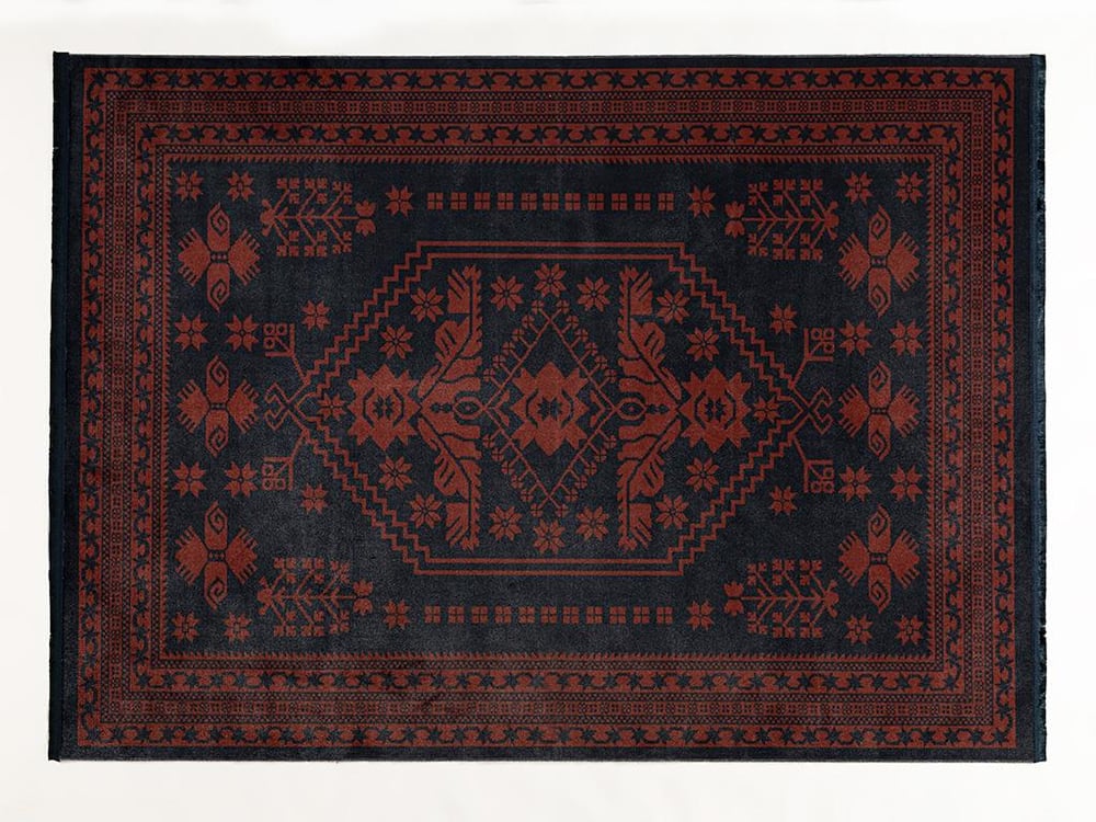 Boho Jacobean Woven Decorative Carpet 80x150 cm Maroon - Navy Blue