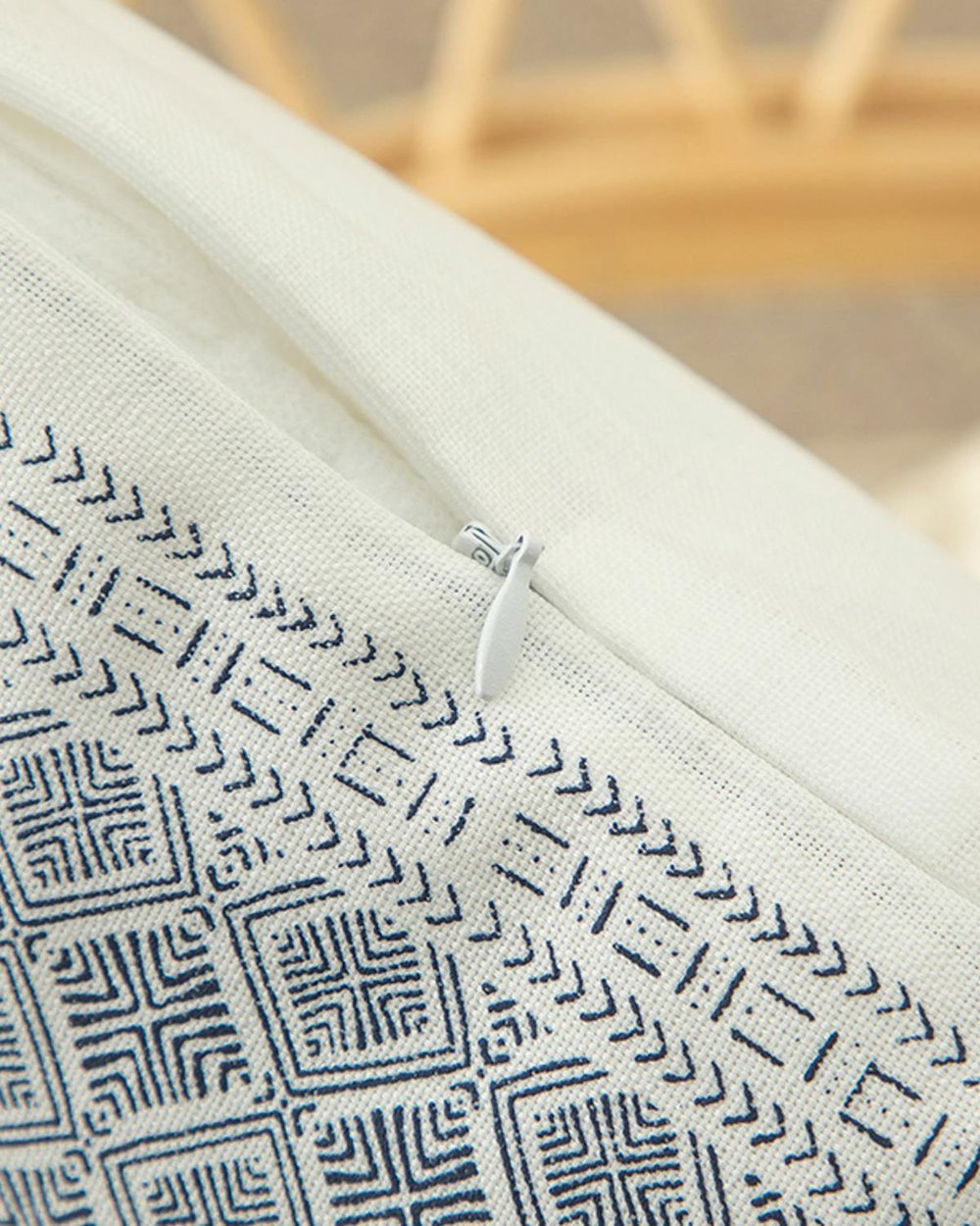 Branche Printed Filled Cushion 43x43 cm White