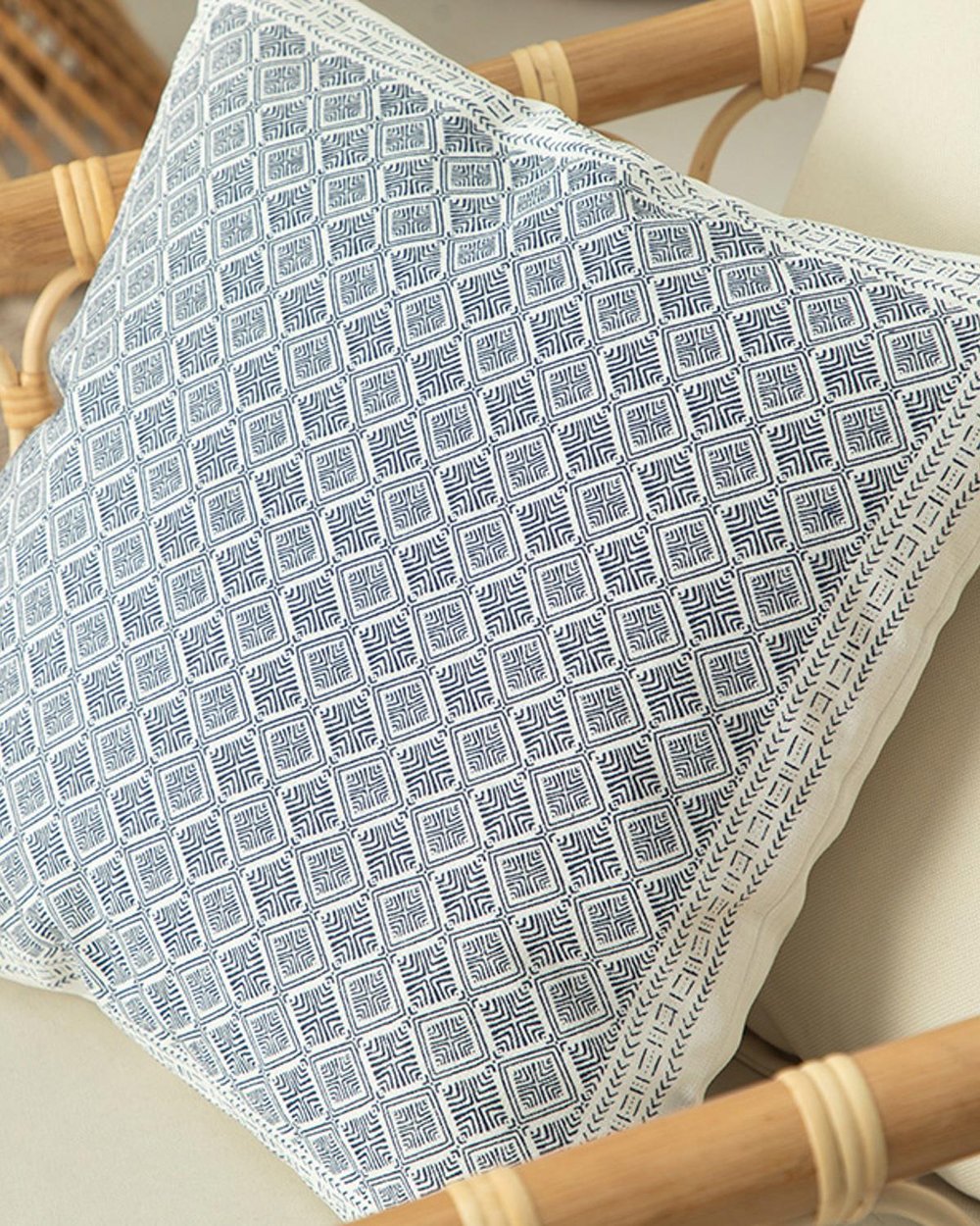 Branche Printed Filled Cushion 43x43 cm White