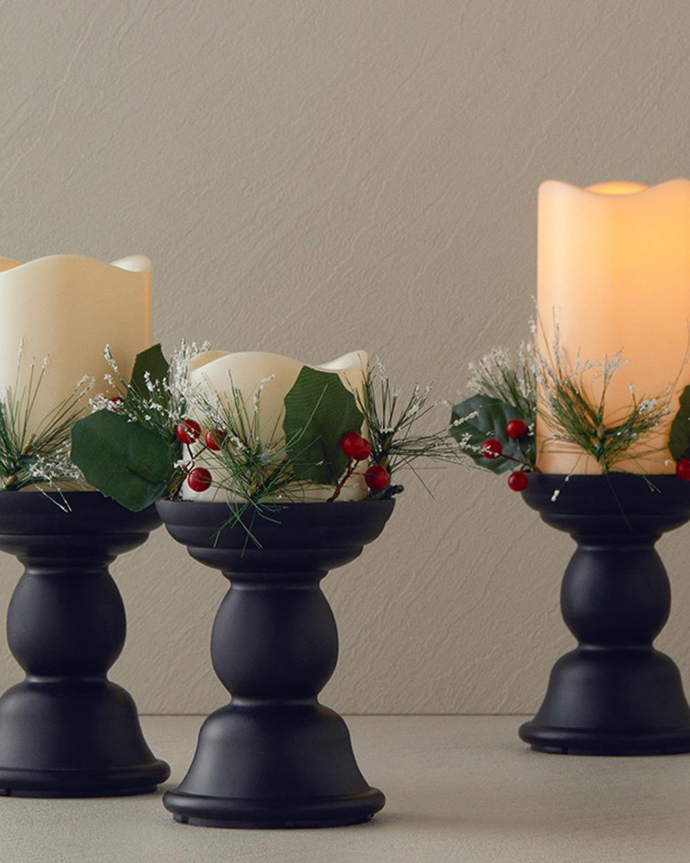 Candlestick Декоративно Осветление С Led 9,7x9,7x19,5 см Черен