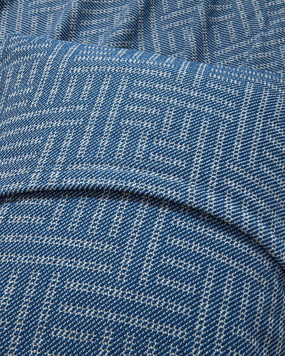Check Lines Weaved Double Person Bed Quilt Set 240x260 cm Dark Blue