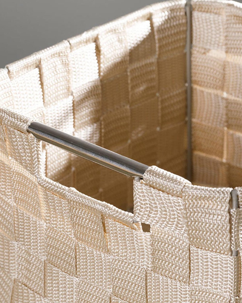 Checked Polypropylene Basket 21x21x15 cm White - Beige