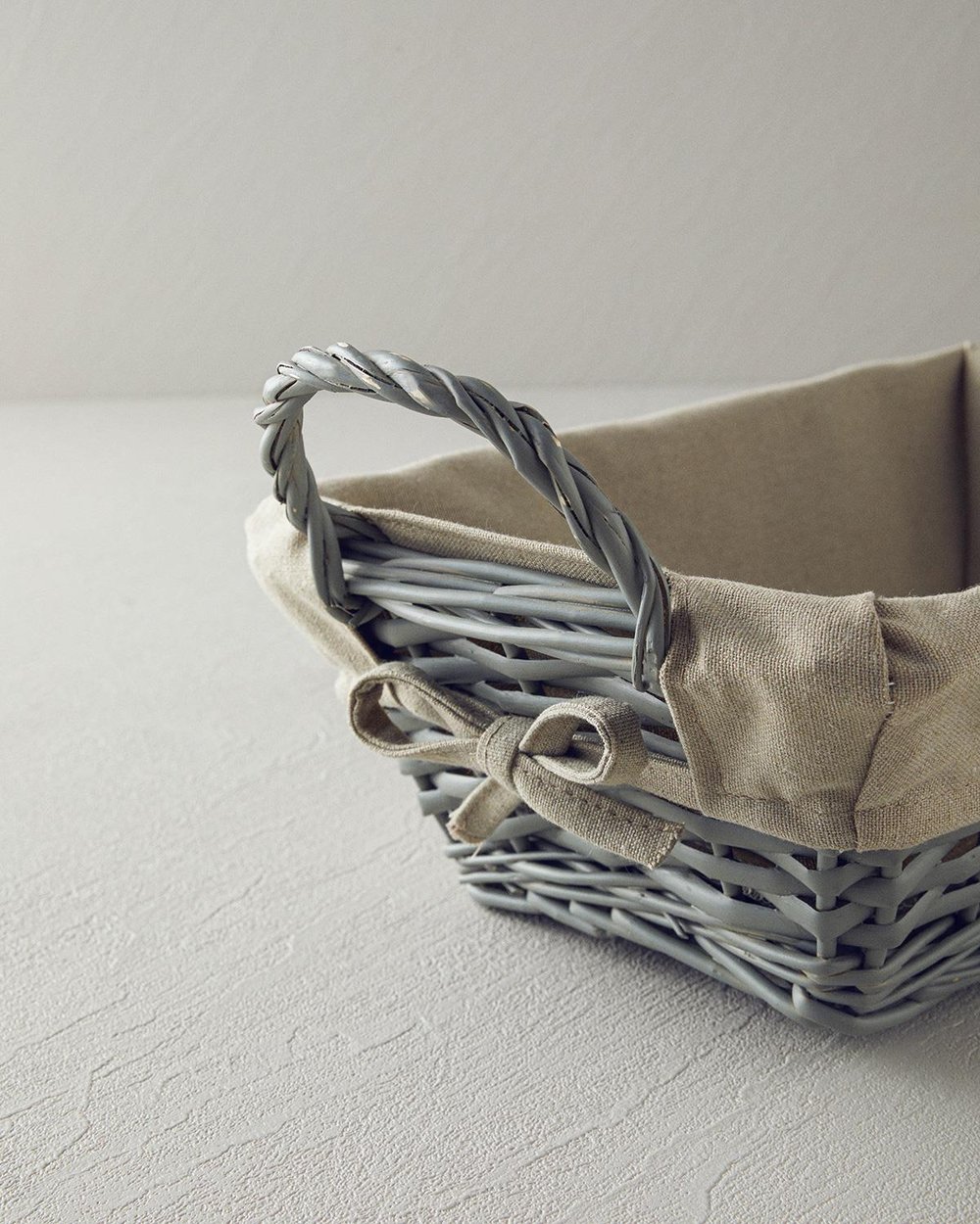 Checker Straw Bread Basket 29x20 cm Gray