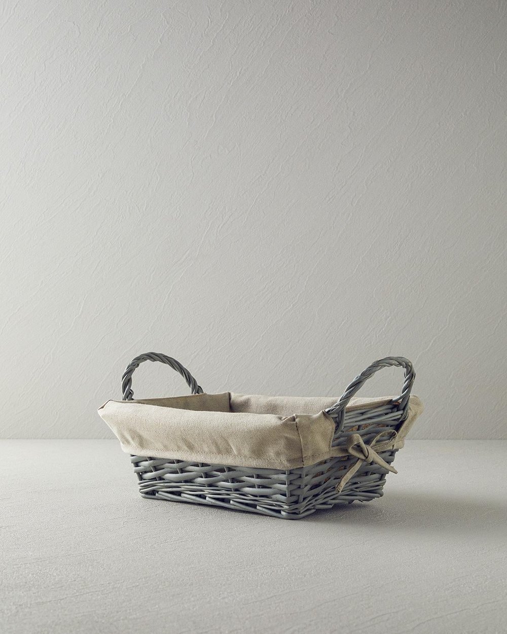 Checker Straw Bread Basket 29x20 cm Gray