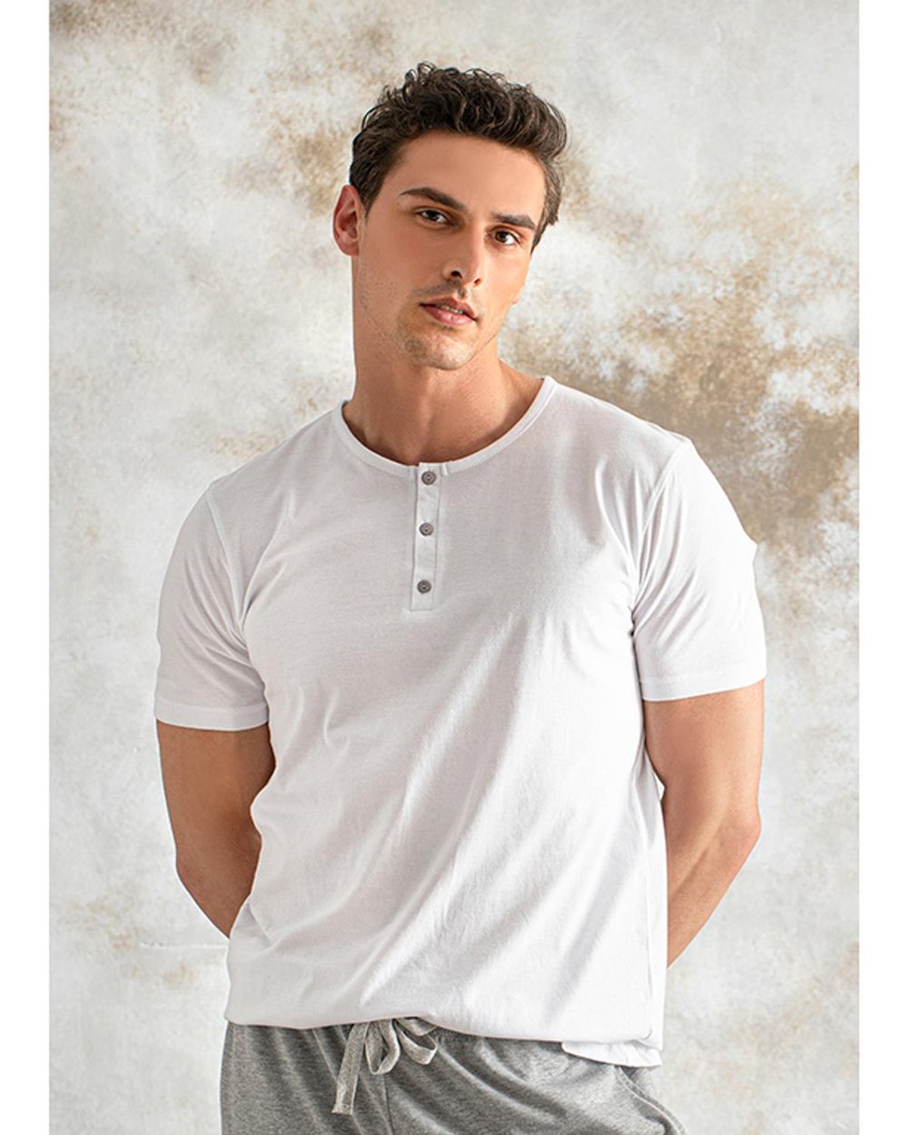 Cool Basic Combed Cotton Mens Pajama Set M Gray