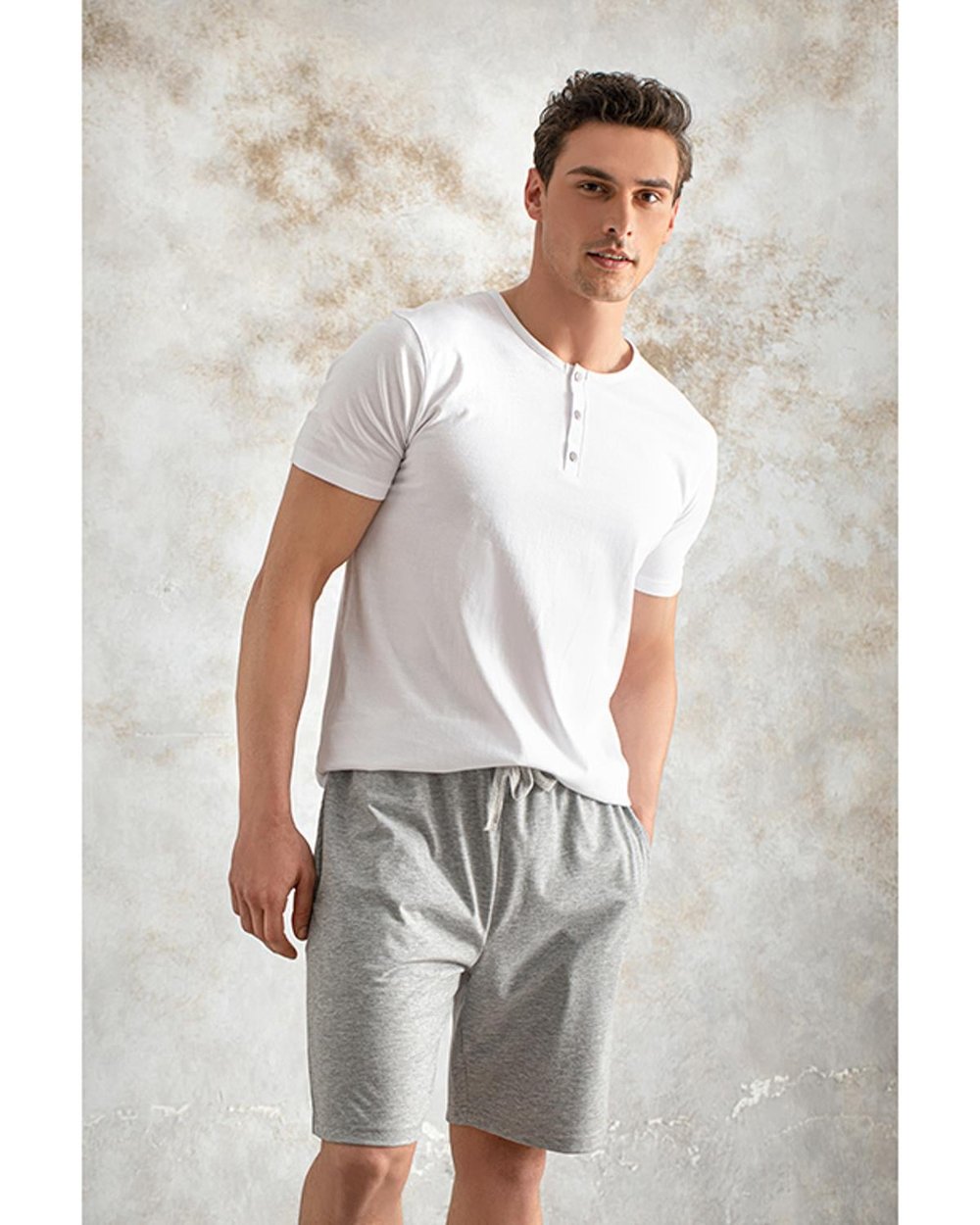 Cool Basic Combed Cotton Mens Pajama Set M Gray
