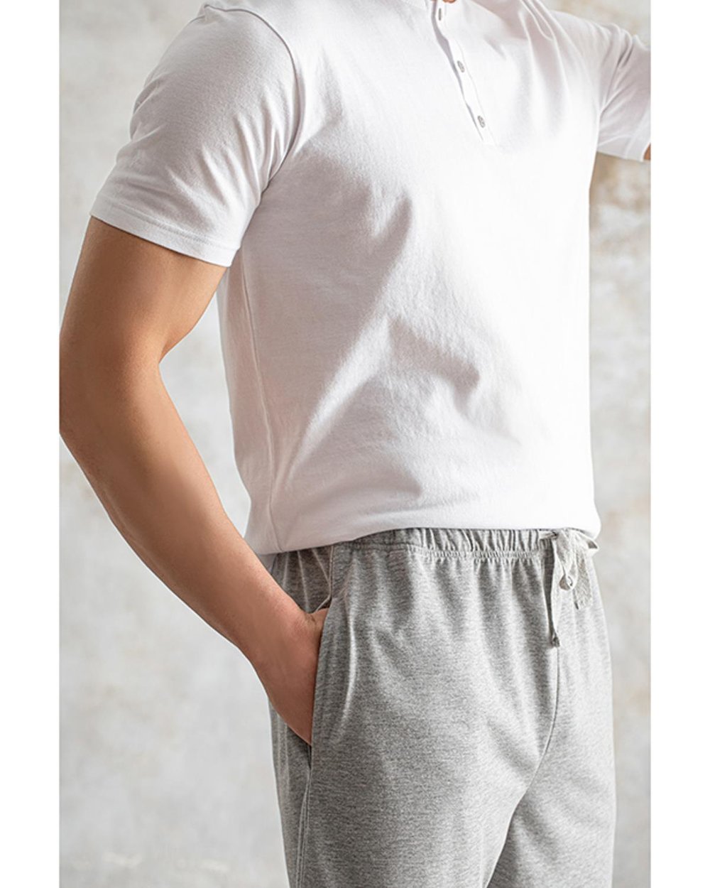 Cool Basic Combed Cotton Mens Pajama Set M Gray