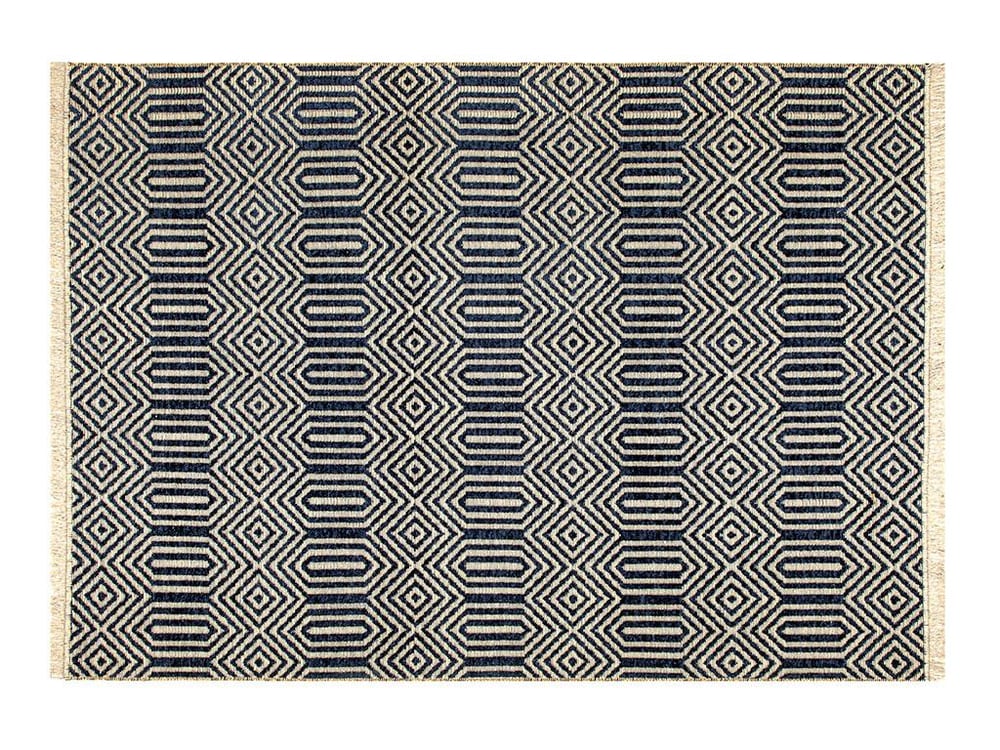 Cool Geometric Chenille-Jute Carpet 200X300 Dark Blue