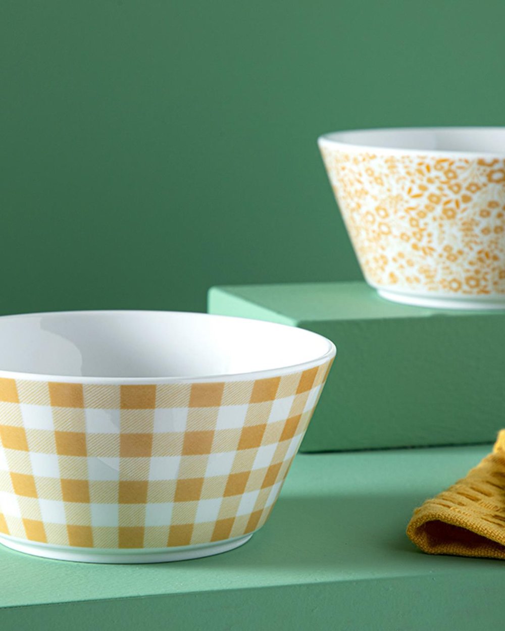 Dainty Flowers bone porcelain 2 Set Bowl 14 cm Mustard