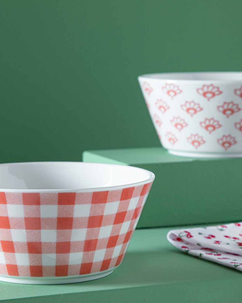 Dainty Gingham Купа 2Бр., Bone Порцелан, Оранжево,, 14 Cm