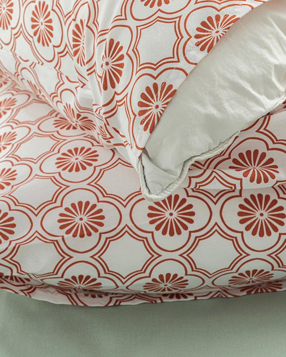 Daisy Cell Easy Iron 2 Set Pillowcase 50x70 cm Brick Red