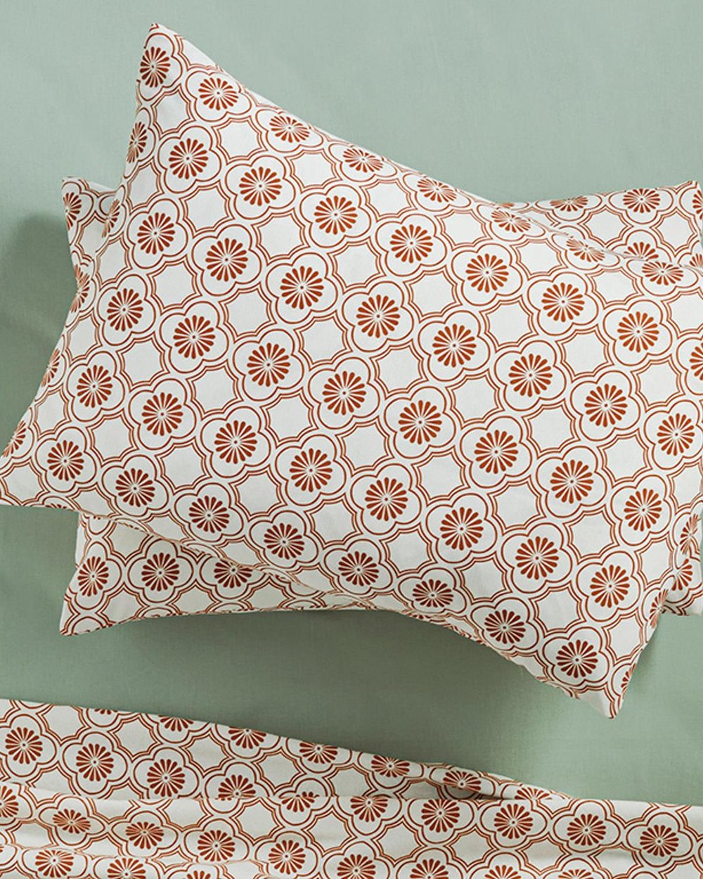 Daisy Cell Easy Iron 2 Set Pillowcase 50x70 cm Brick Red