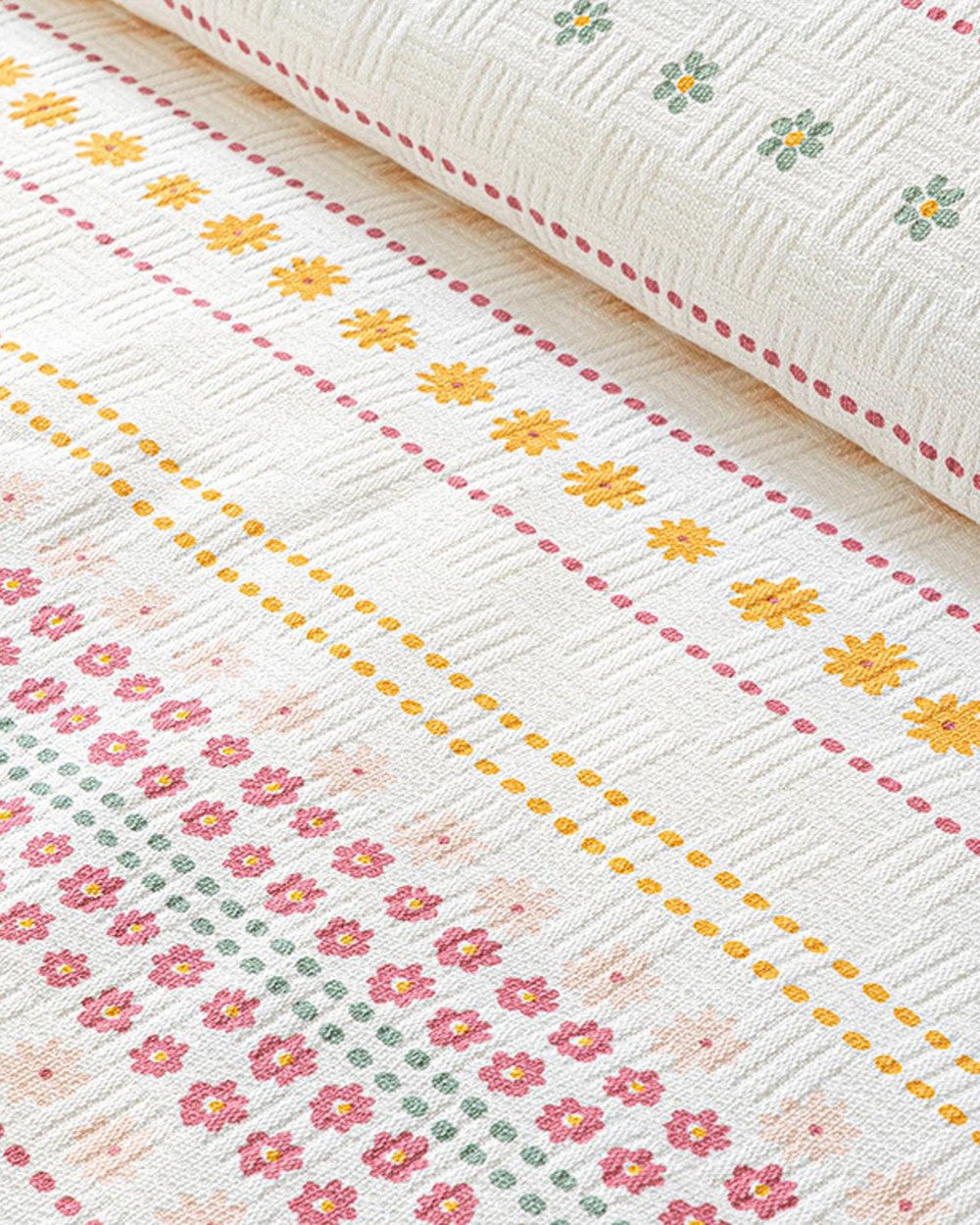 Daisy Lines Пике Единичен Размер, Отпечатан, Розово, 150 X 220 Cm