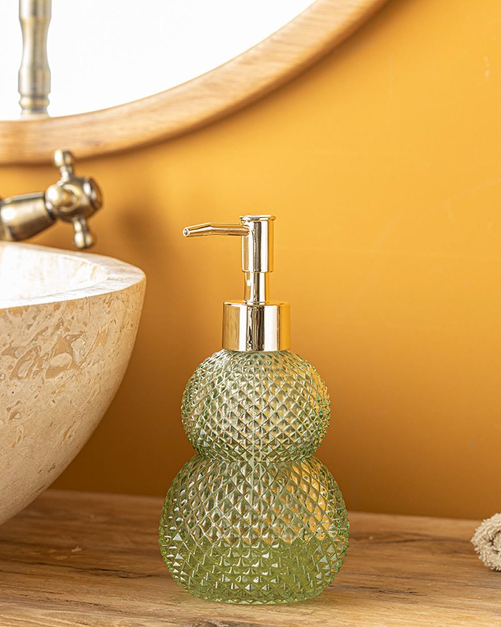 Darcy Дозатор За Течен Сап Стъкло, Зелено, 350 Ml