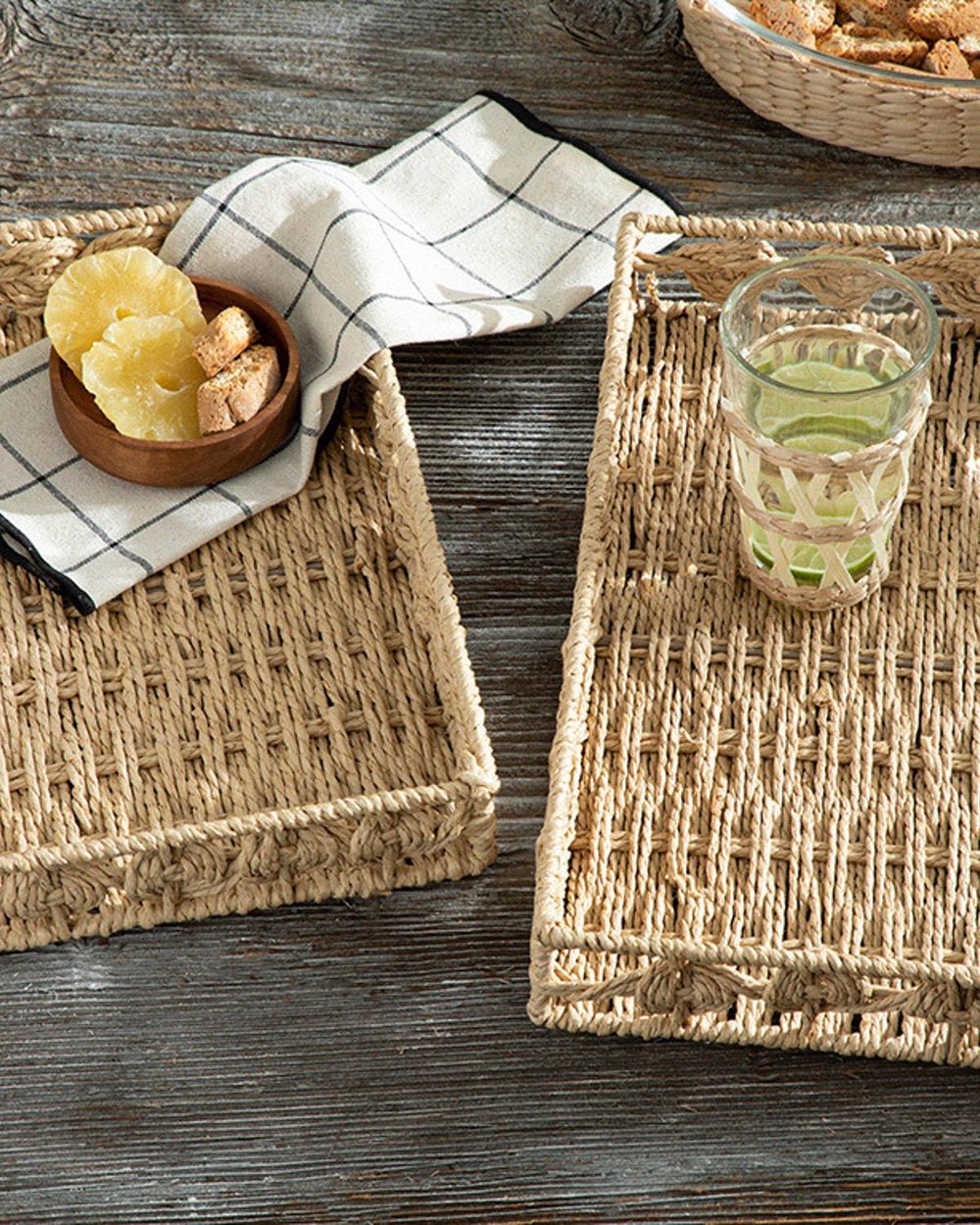Dateless Straw Tray 38x30 cm Brown