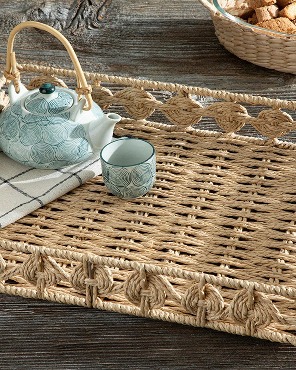 Dateless Straw Tray 38x30 cm Brown