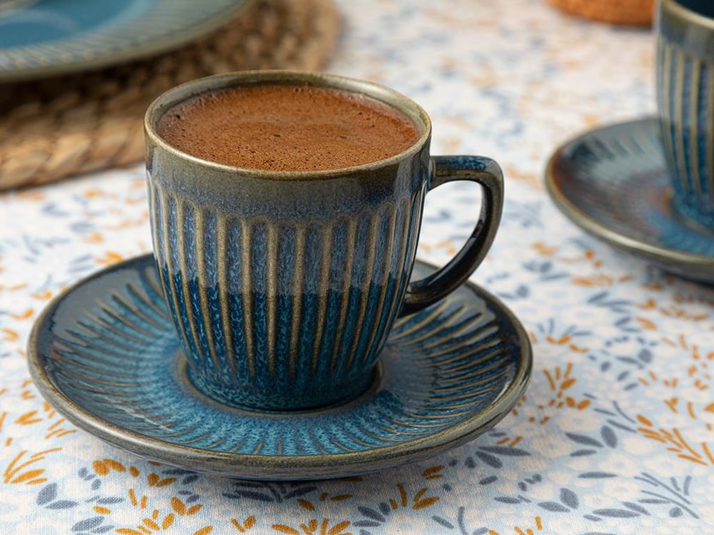 Dentro Silicone 4 Parça 2 Kişilik Coffee Cup Set 95 ml Blue