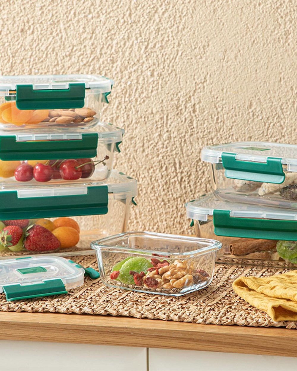 Doria Кутия За Съхранение Стъкло, Зелено, 550 Ml