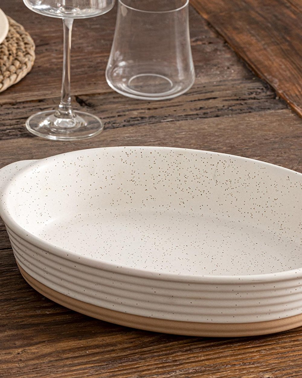 Dots Тепсия За Фурна Stoneware, Бяло, 33,5 Cm