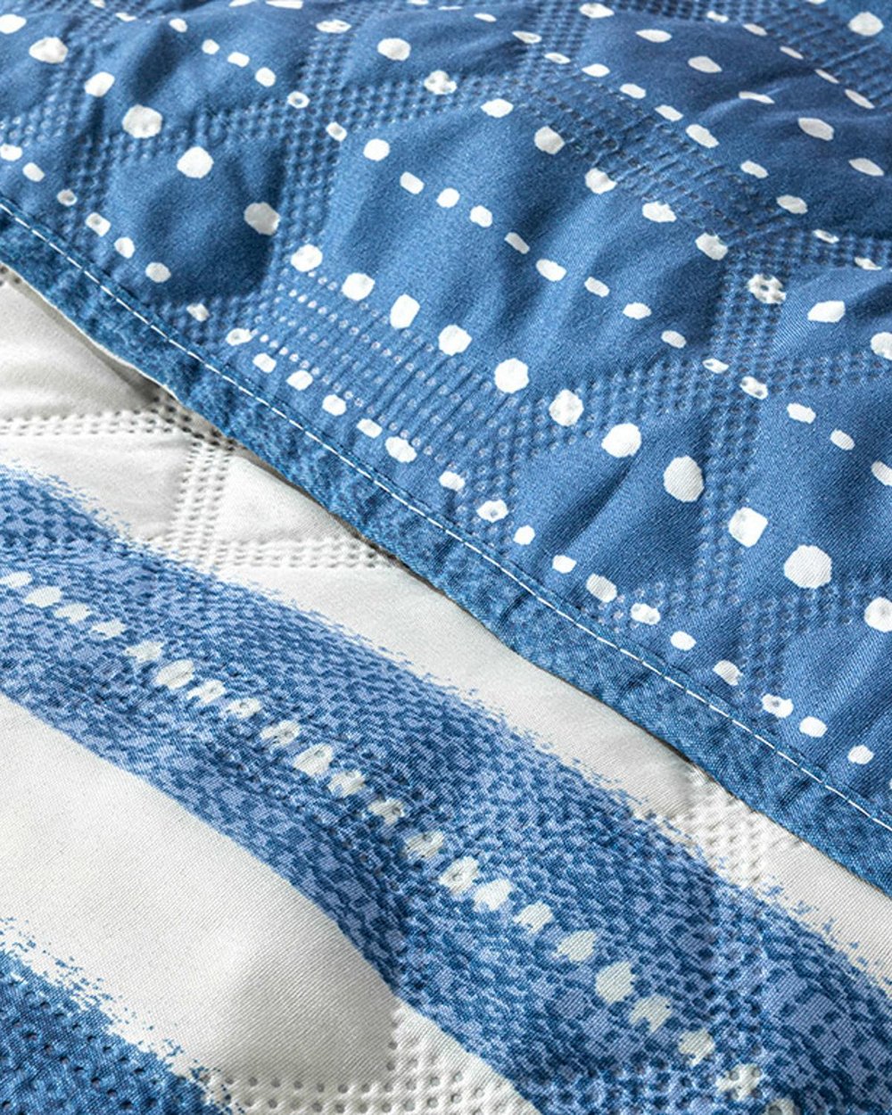 Dotted Stripes Double Person Multi-Purposed Quilt 200x220 cm Blue