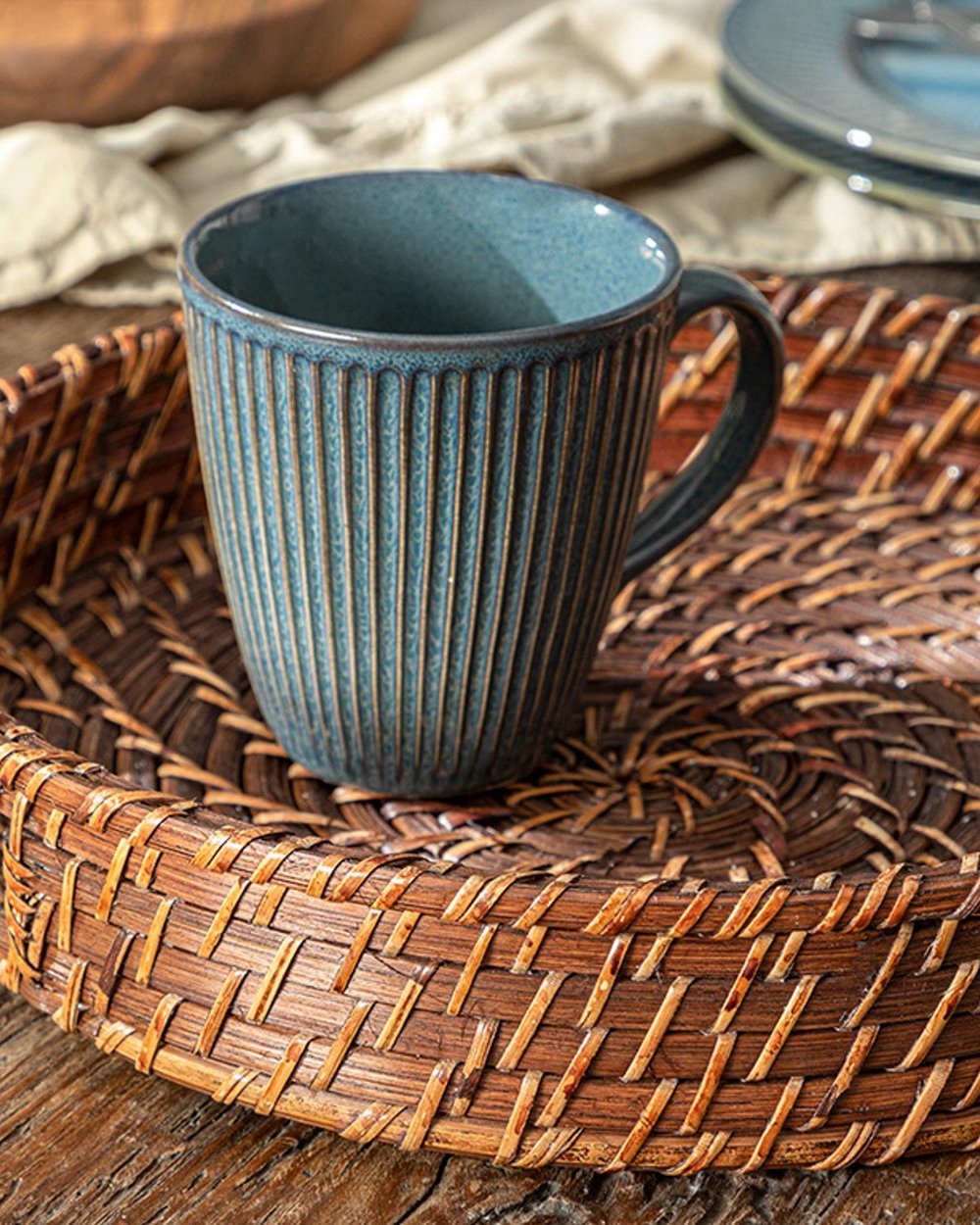 Edina Rattan Tray 30 cm Brown