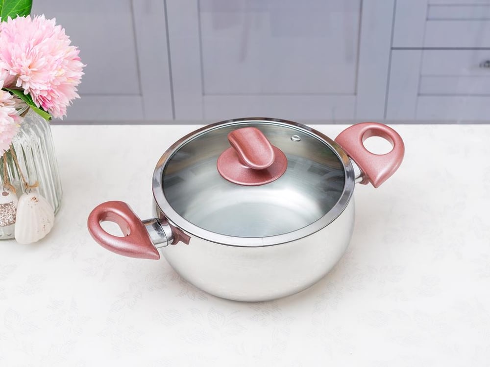 Elves ТЕНДЖЕРА Стъклен с капак Неръждаема стомана 18 cm Gray