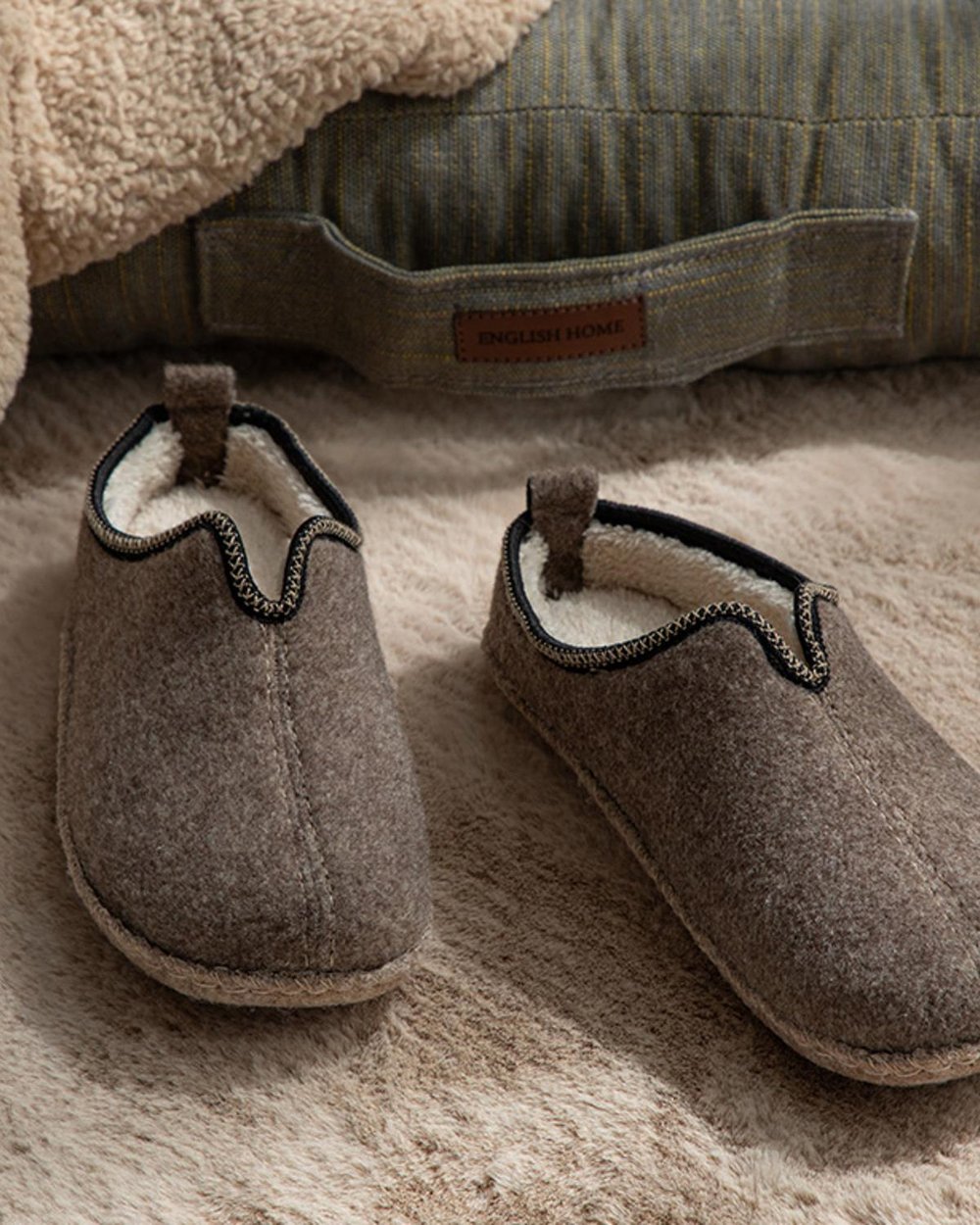 Ethnical felt Women Home Slippers 39 Brown