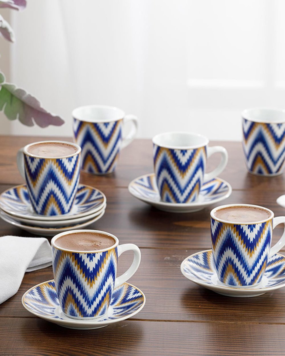 Eva Porcelain 12 Parça 6 Kişilik Coffee Cup Set 100 ml Blue