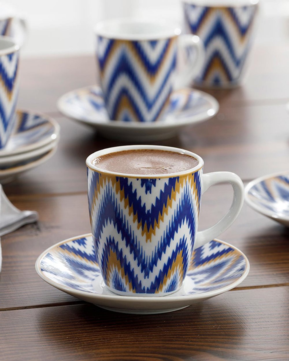 Eva Porcelain 12 Parça 6 Kişilik Coffee Cup Set 100 ml Blue