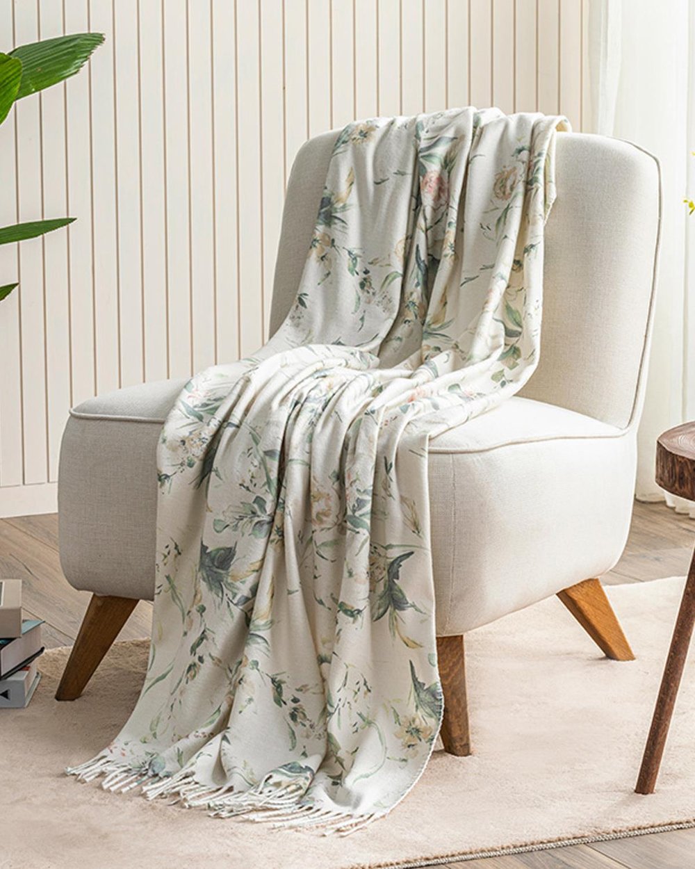 Evia Printed Chair Shawl 130x170 cm Beige
