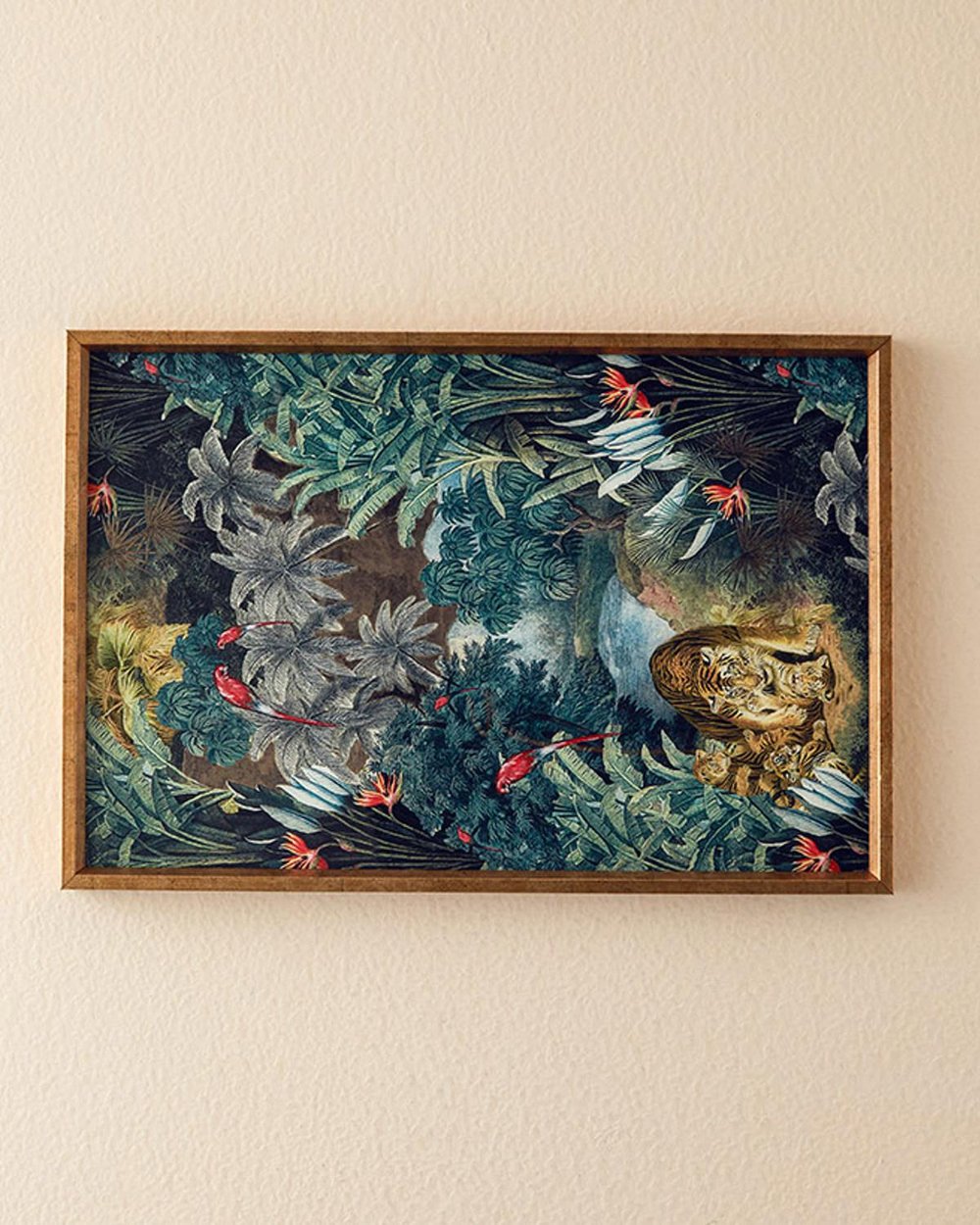 Exotic Forest Glass Decorative Tray 31x46 cm Dark Green