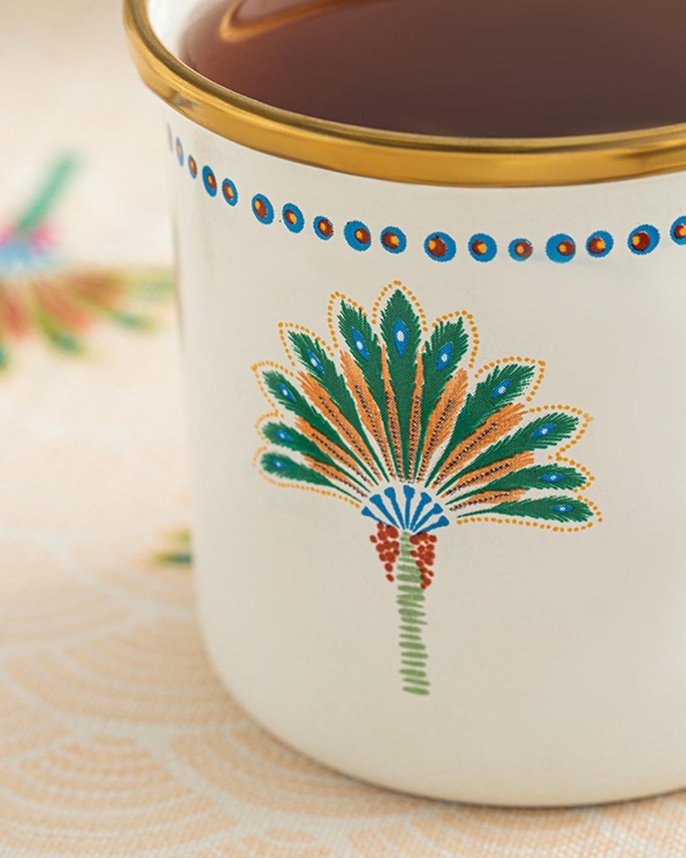Exotic Palm Enamel Cup 350 ML White