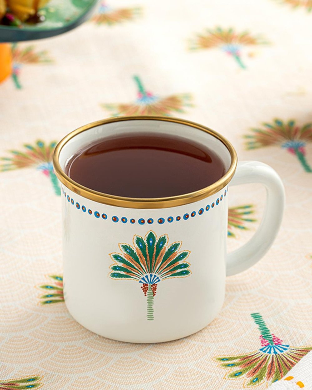 Exotic Palm Enamel Cup 350 ML White