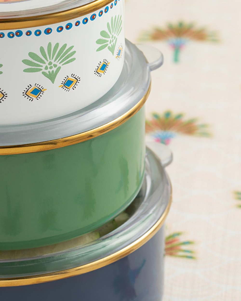 Exotic Square Кутия За Съхранение Емайлиран, Зелено, 12-14-16 Cm