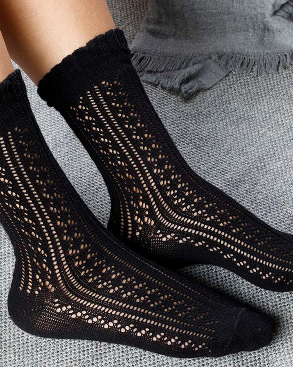 Fishnet Long Cotton Socks Standart Black