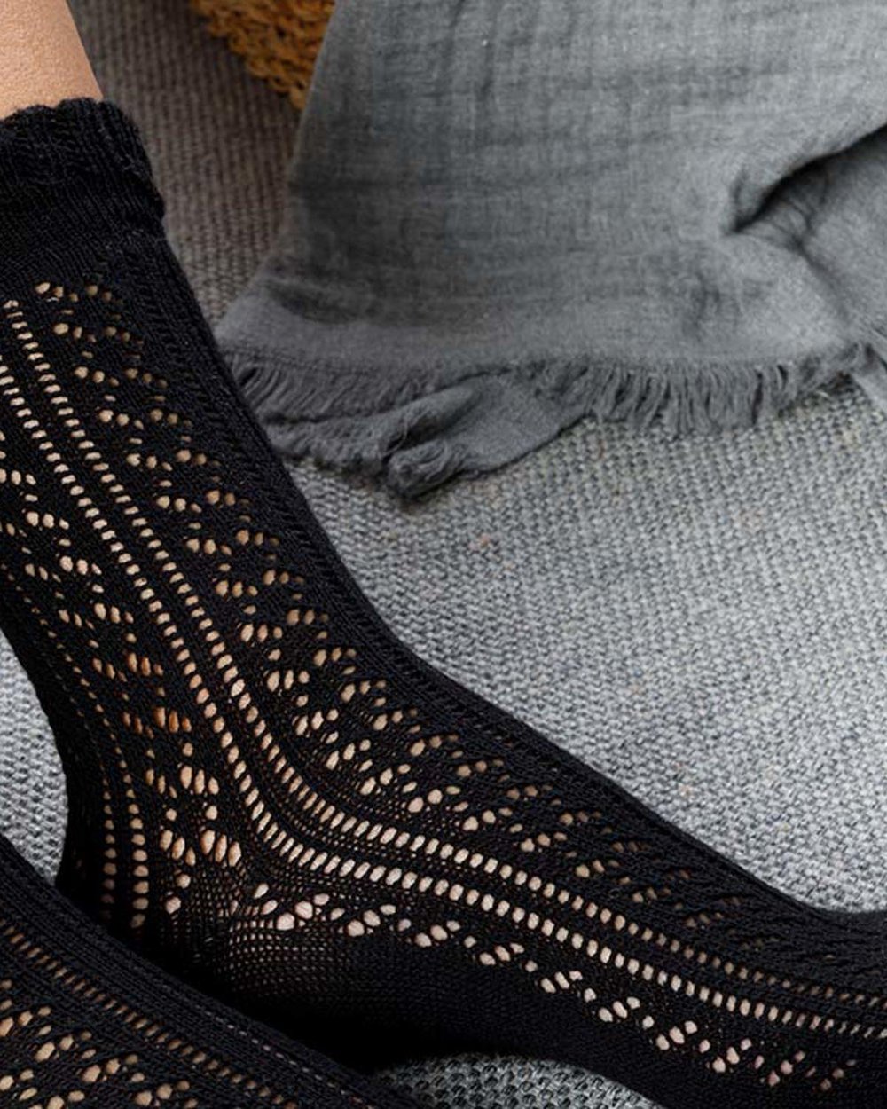 Fishnet Long Cotton Socks Standart Black